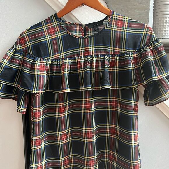 J. Crew Edie Top In Stewart Plaid Dark Academia sz 0 EUC - Picture 5 of 7
